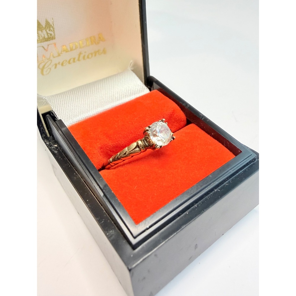 Vintage 10K Yellow Gold CZ Solitaire Ring Size 6